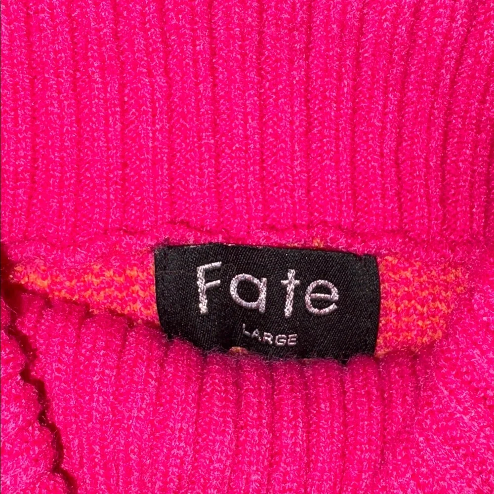 Fate Vibrant Pink and Orange Cowl Neck Sweater